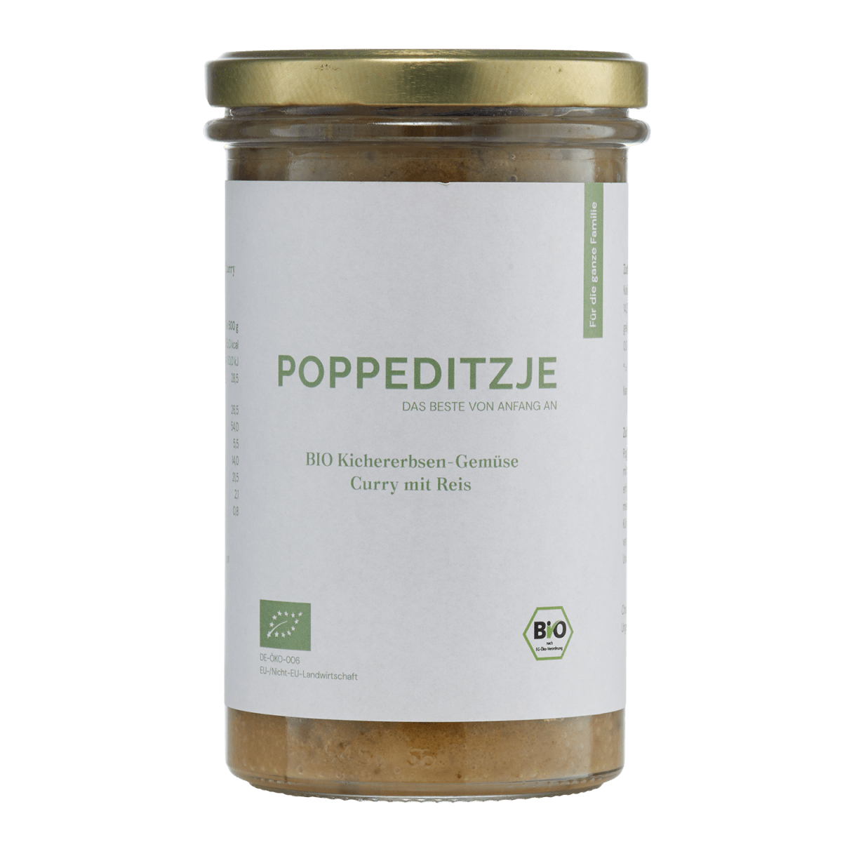 BIO Kichererbsen - Gemüse - Curry mit Reis - Poppeditzje